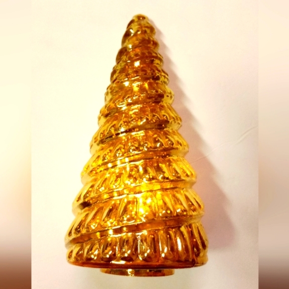 Old East Main Glass Tree Cone Tea-lamp Cover Christmas Anytime Vtge Collectible